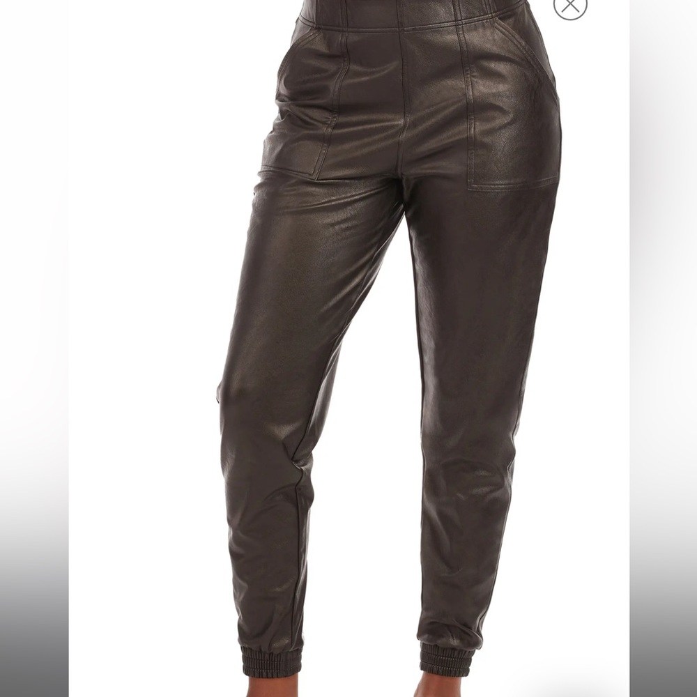 SPANX Black Faux Leather Jogger Pants